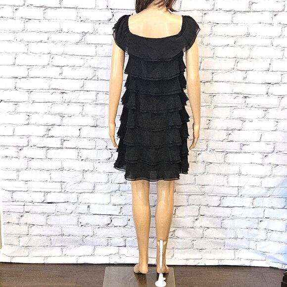 LBD!!! WHITE HOUSE BLACK MARKET, Black tiered ruffle cocktail dress - Picture 9 of 11